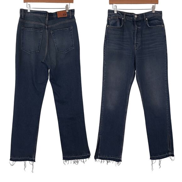 EB DENIM Distressed Split Hem Button Fly Straight Leg Jean Size 30